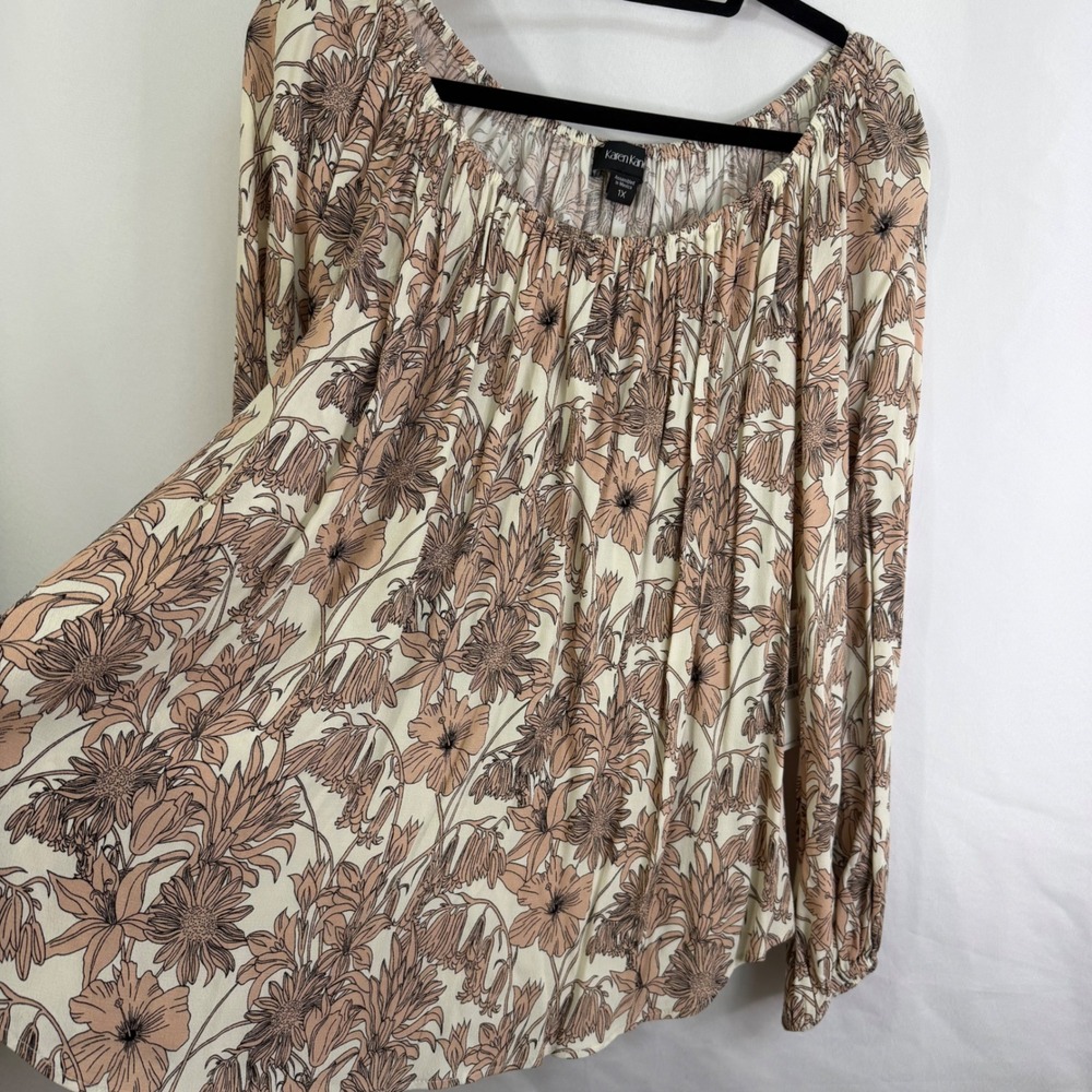 Karen Kane Womens Flowy Floral Peasant Blouse Top 1X NWT $148‎ Romantic Boho - Picture 6 of 12